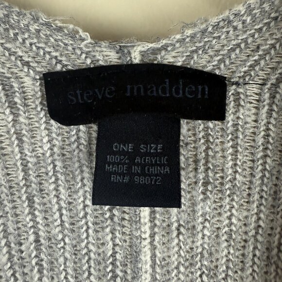 Steve Madden Fringe Knit Ruana / Poncho Wrap • One Size • Heather Gray - Picture 3 of 5